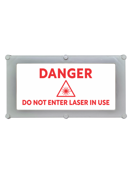 Backlit LED Warning Sign, Red Text on White, Ceiling/Wall mount