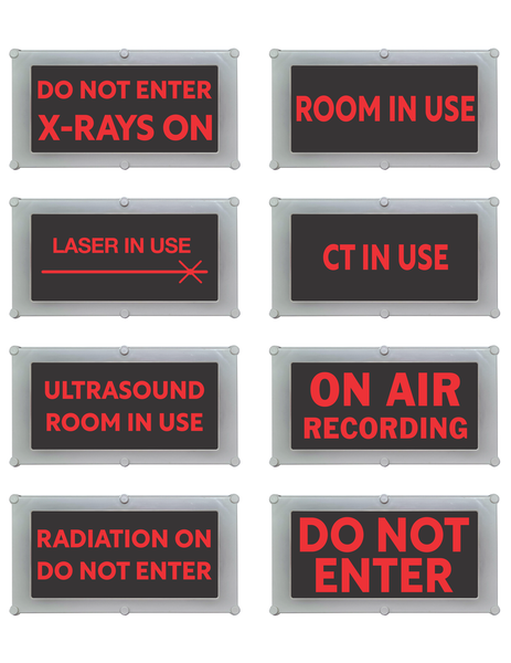 Backlit LED Warning Sign, Black with Red Text, Ceiling/Wall mount